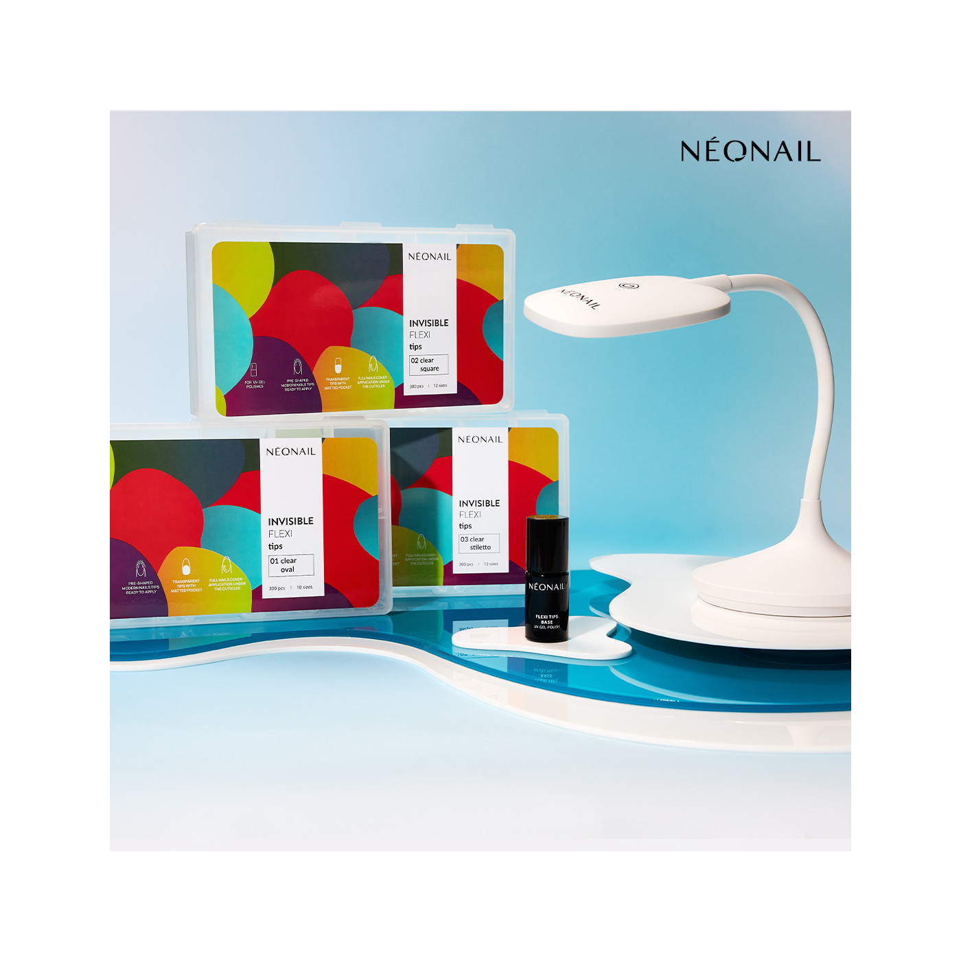 Tips Flexibles para alargar u&ntilde;as Invisible Flexi Tips 02 Clear Square