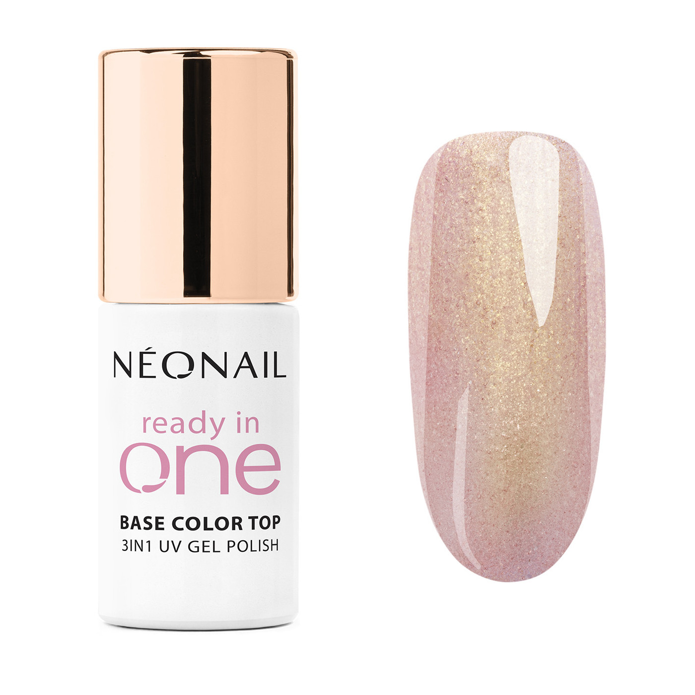 Esmalte semipermanente 3-in-1 One Rose Glow 01 &ndash; con efecto purpurina