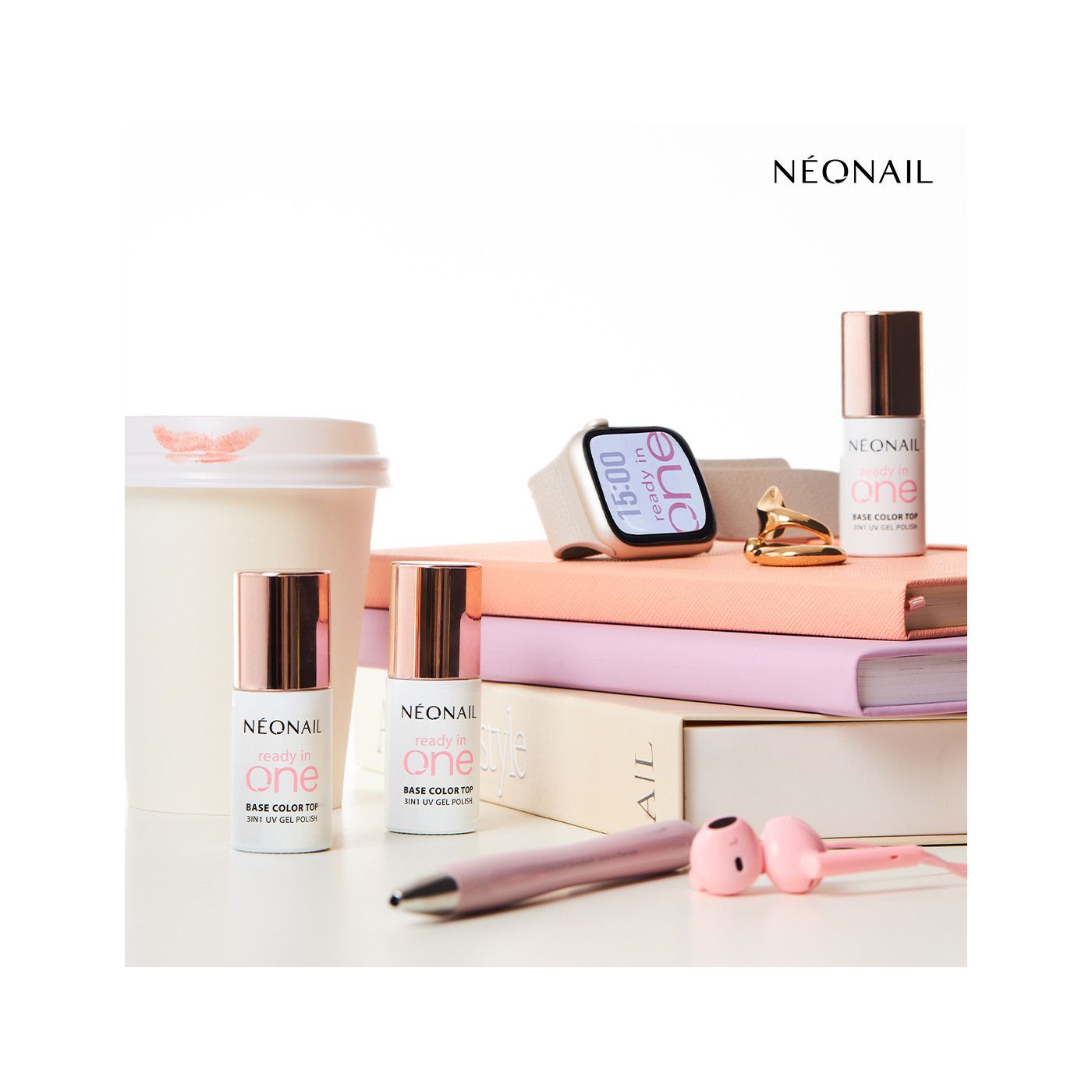 Esmalte semipermanente 3-in-1 One Rose Glow 01 &ndash; con efecto purpurina