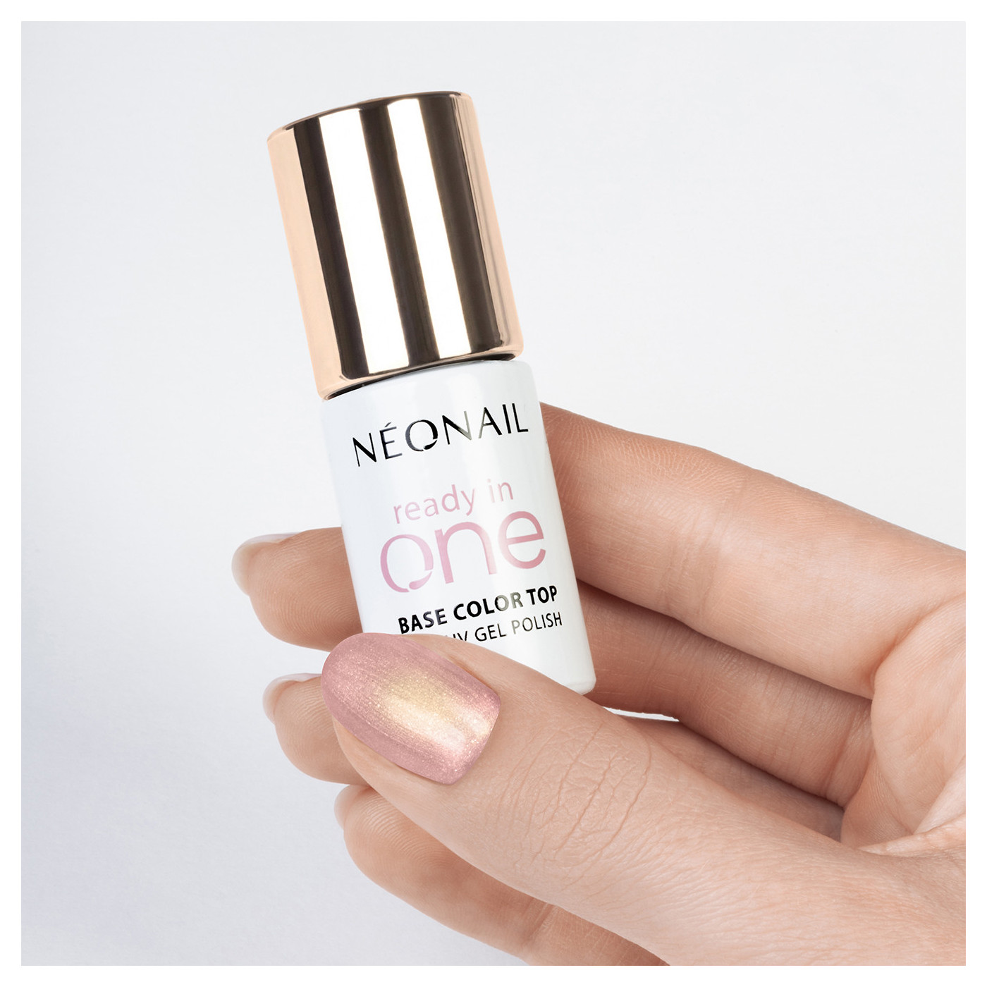 Esmalte semipermanente 3-in-1 One Rose Glow 01 &ndash; con efecto purpurina