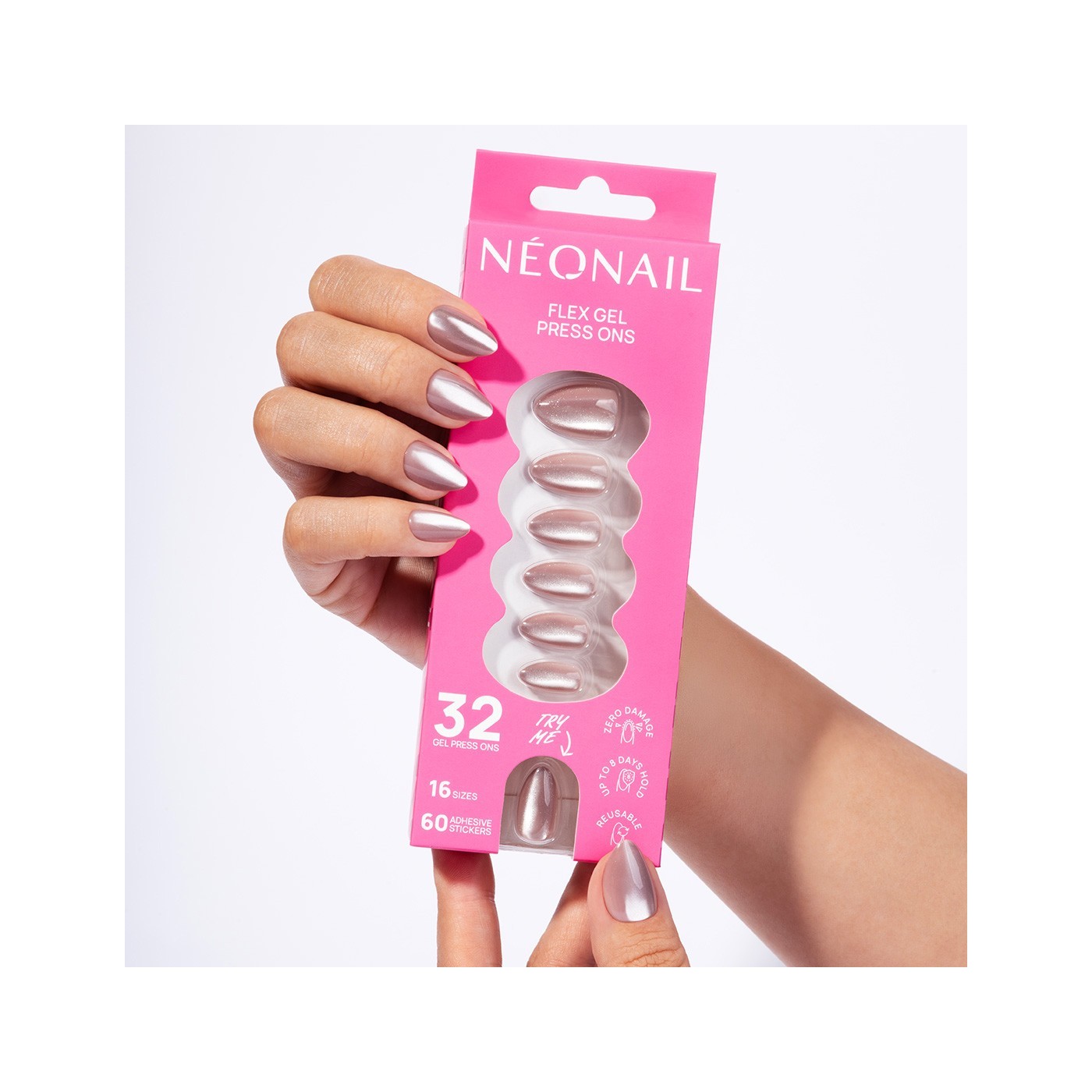 Flex Gel Press Ons - Blush Cateye Medium Almond | NEONAIL