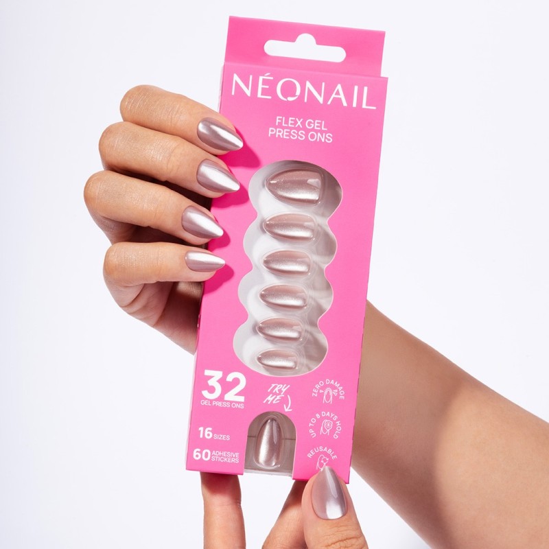 Flex Gel Press Ons - Blush Cateye Medium Almond | NEONAIL
