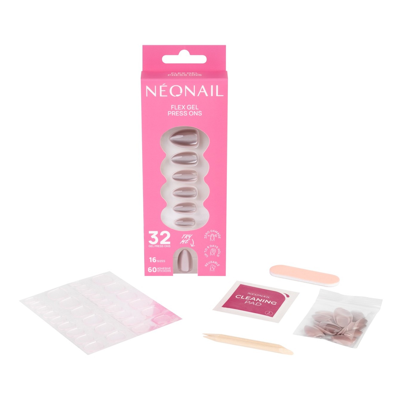 Flex Gel Press Ons - Blush Cateye Medium Almond | NEONAIL