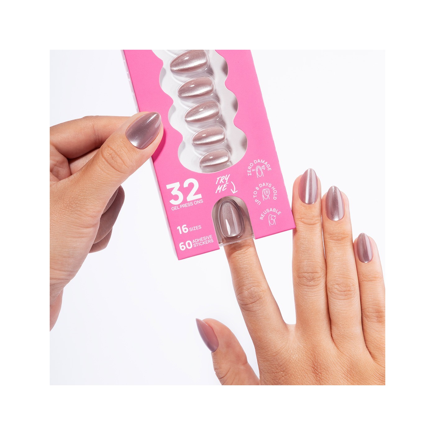 Flex Gel Press Ons - Blush Cateye Medium Almond | NEONAIL