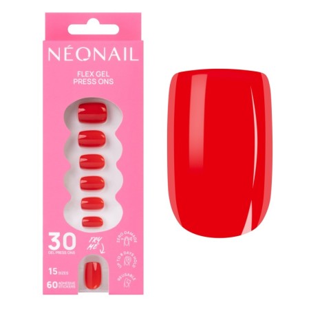 Flex Gel Press Ons 30 ud &ndash; Bold Red Short Square | NEONAIL