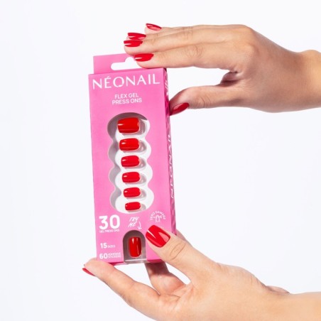 Flex Gel Press Ons 30 ud &ndash; Bold Red Short Square | NEONAIL