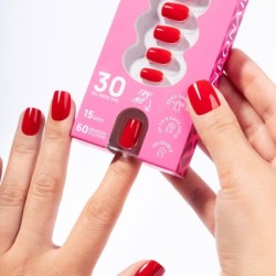 Flex Gel Press Ons 30 ud &ndash; Bold Red Short Square | NEONAIL