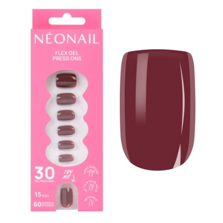 Flex Gel Press Ons 30 ud - Merlot Short Square | NEONAIL