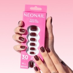 Flex Gel Press Ons 30 ud - Merlot Short Square | NEONAIL Flex Gel Press Ons 30 ud - Merlot Short Square | NEONAIL