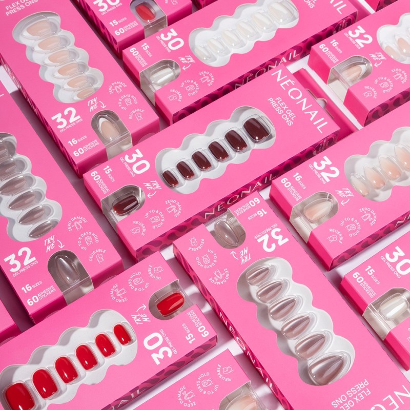 Flex Gel Press Ons 30 ud - Merlot Short Square | NEONAIL Flex Gel Press Ons 30 ud - Merlot Short Square | NEONAIL