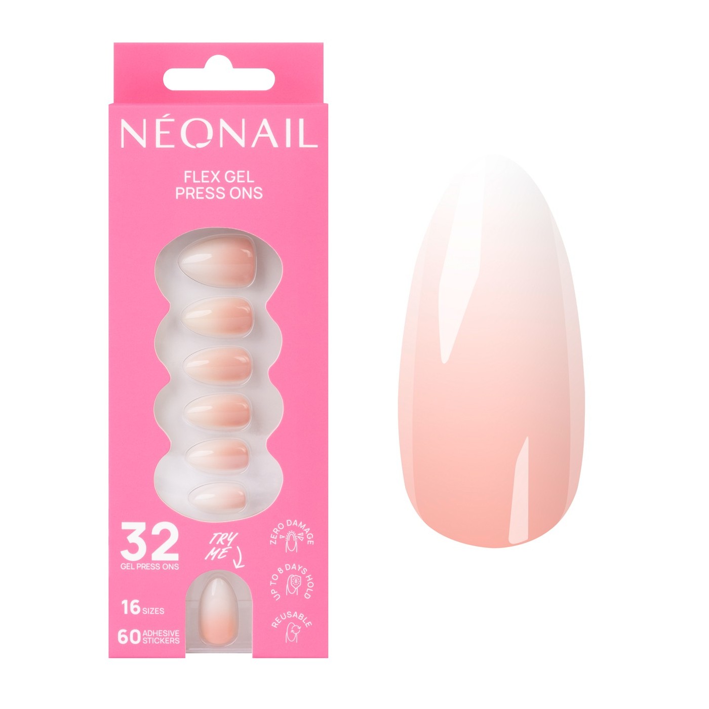 Flex Gel Press Ons 32 ud - Baby Boomer Rose Medium Almond | NEONAIL