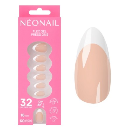 Flex Gel Press Ons 32 ud - Perfect French Medium Almond