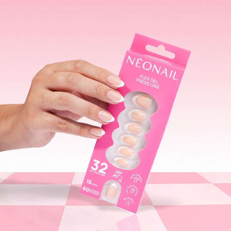 Flex Gel Press Ons 32 ud - Perfect French Medium Almond